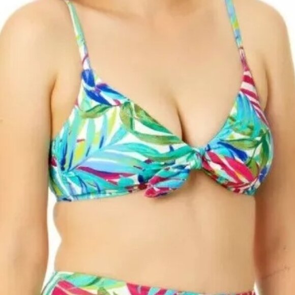 Time and Tru 3X top & 1X high waisted bottom bikini/Tropical print/faux tie top - Picture 13 of 17